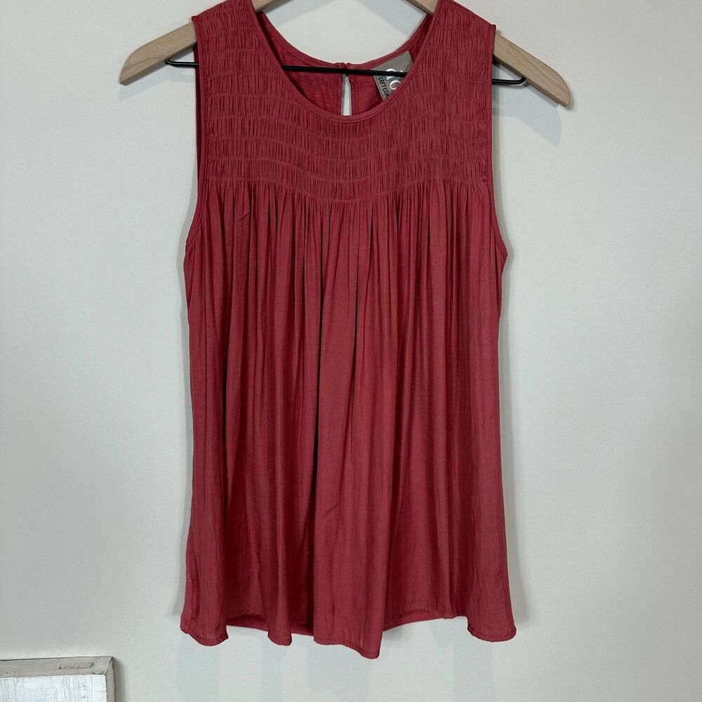 Anthropologie Dolan Left Coast Coral Smocked Sleeveless Tunic Size S